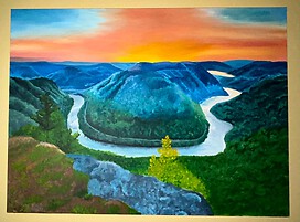 Painting of two rivers meeting in Almost Heaven, West Virginia 