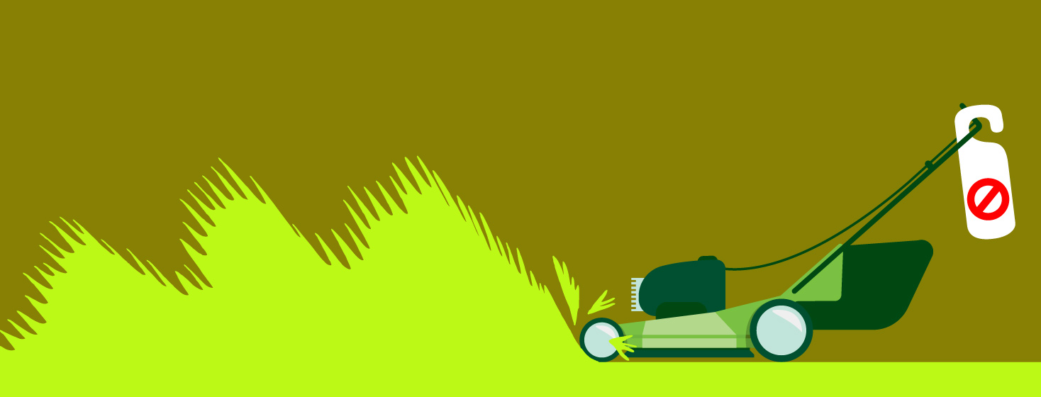 A lawn mower cutting really tall grass