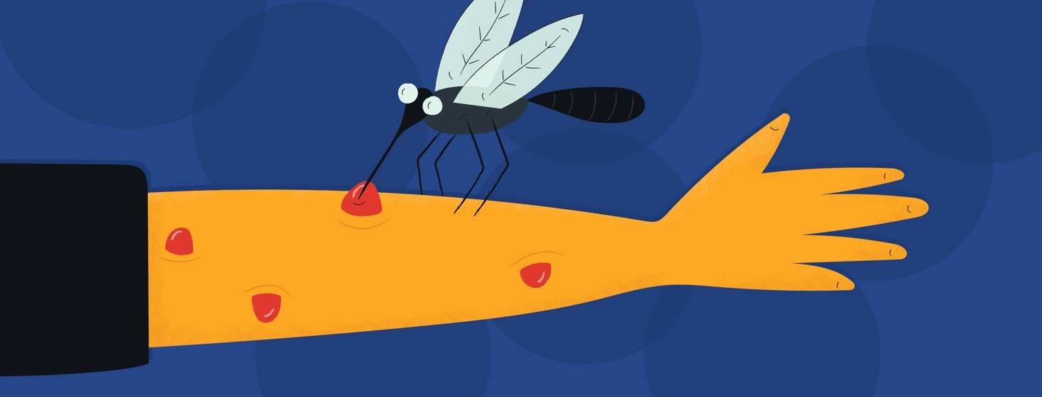 a mosquito biting a person's arm