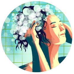 a woman washing her hair