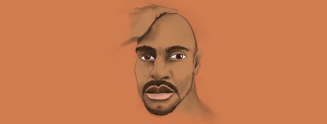 A pencil drawing portrait of Cedrik O’Brian