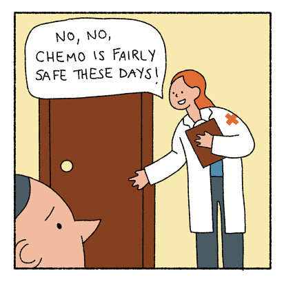 A doctor tells a man who needs chemo that it is safe.