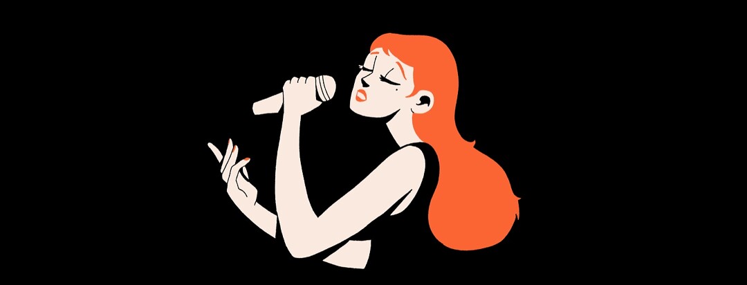 A woman singing in the dark