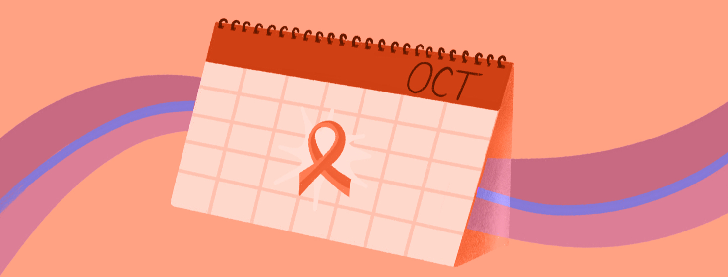 A calendar marked with an orange awareness ribbon